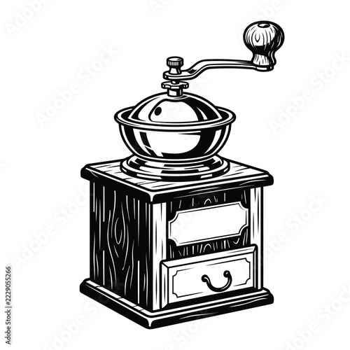 Manual Coffee Grinder Vintage Kitchen Equipment Vector