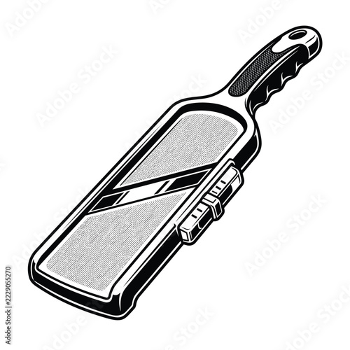 Adjustable Kitchen Mandoline Slicer Black and White Vector