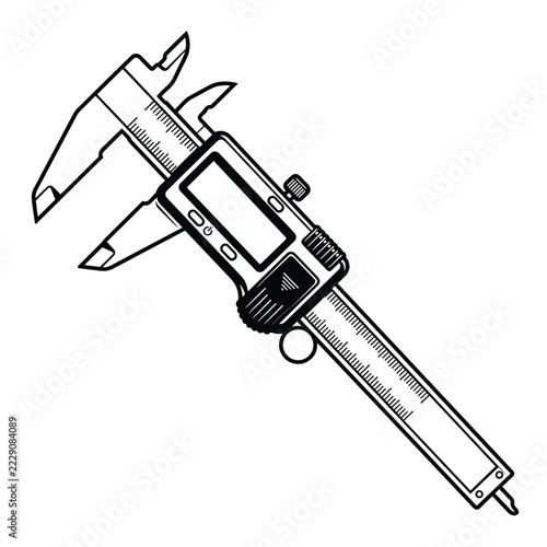 Digital Vernier Caliper Precision Measuring Tool Vector