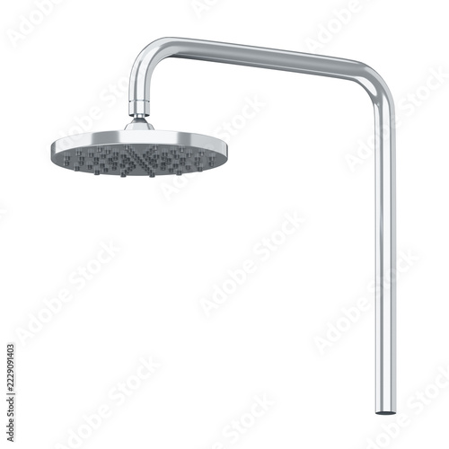 Modern Metallic Shower 3D Render.
