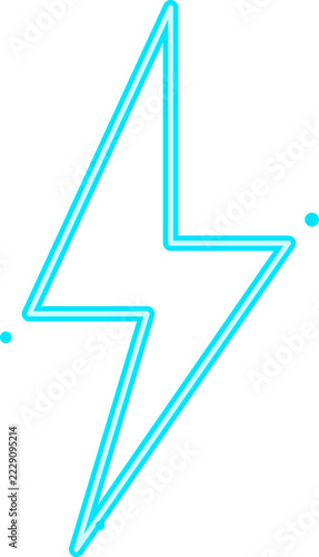 Vibrant Electric Blue Neon Lightning Bolt Icon Graphic For Modern Futuristic Tech And Cyberpunk Design