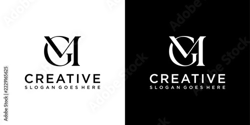 GM or MG initial letter logo design vector template