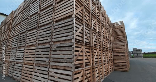 Storage crates for the harvest. A concept for storing agricultural produce and harvesting.