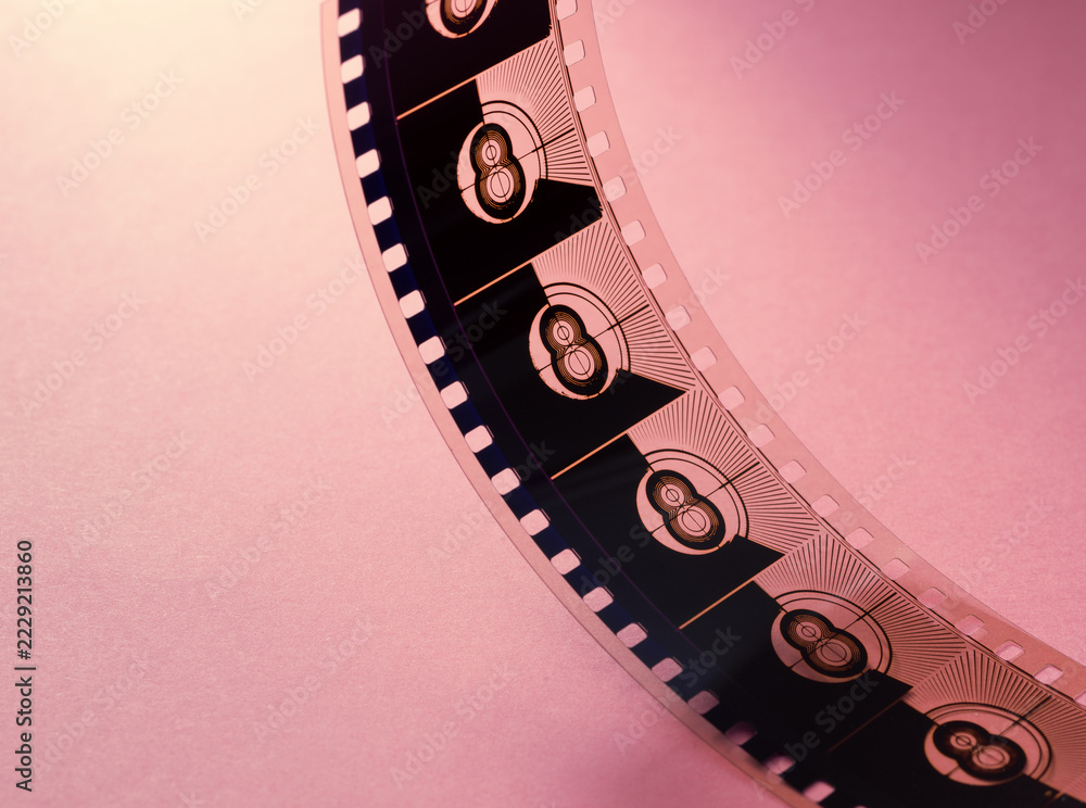 Obraz premium Arching Movie Film Strip with Repeated Countdown Number 8