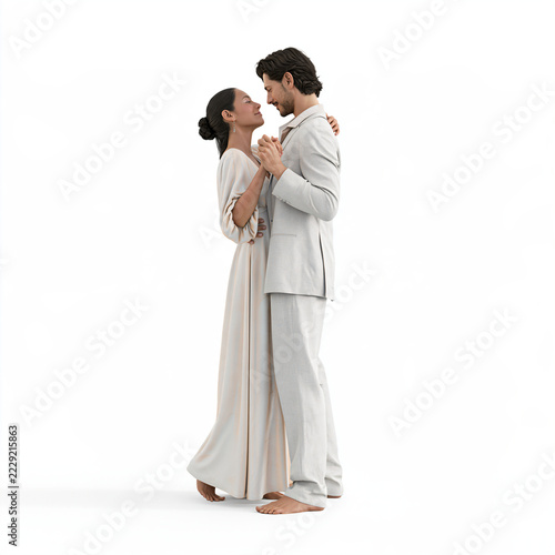 Romantic Couple Embracing at Resort in Southeast Asia
