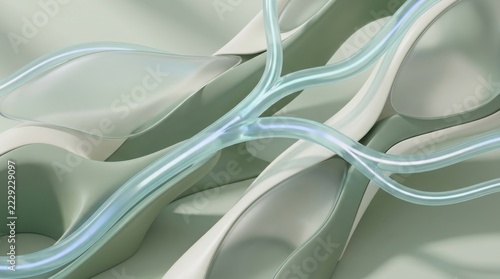 Transparent twisted tubes intertwined abstract organic design on soft