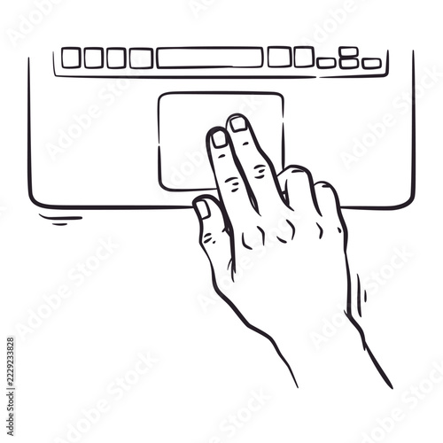 Laptop Trackpad Two Finger Scroll Gesture Vector Illustration