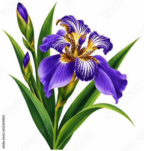 Beautiful Purple Iris Flower Illustration
