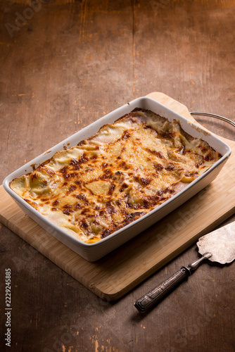 Obraz na plátně chicory withe lasagna, traditional italian recipe