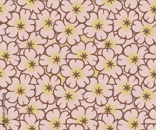 Japanese Flower Fall Vector Seamless Pattern