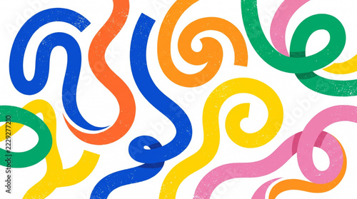 Ribbon Artwork, Abstract Vector Design with Colorful Swirls. Modern Graphic Illustration