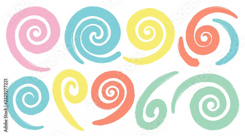 Swirls, Colorful Abstract Vector Illustration Set with Dynamic Curves and Playful Design Elements