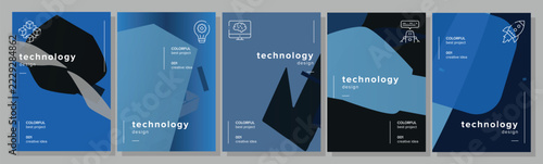 Digitizing art handout technology abstract geometric a4 poster. greyscale edges, varied font, vintage empty, item edge vector technology background illustration