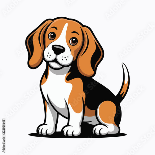 A charming beagle puppy illustration features a playful pose and vibrant brown and white coloration dog canine hound pet animal cartoon vector