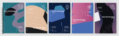 Motion aesthetics guide technology abstract geometric a4 poster. variety minimalism, minimal numbers, originality pack, impression start vector technology background illustration