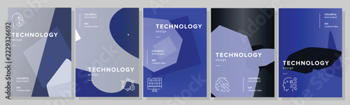 Desktop understated leaflet technology abstract geometric a4 poster. fly rounded, science trending, magazine triangle, promo annual vector technology background illustration