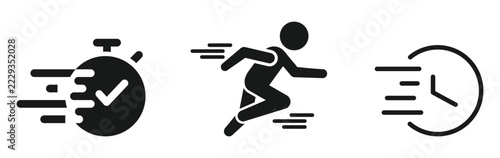 Fast vector icons. Hurry signs. On time vector icon designs