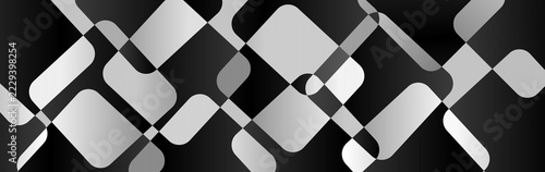 Abstract black and white rounded geometric square pattern background
