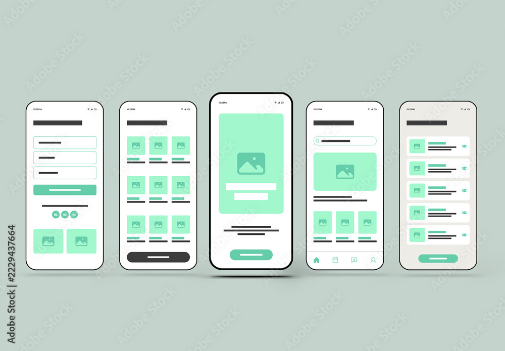 Mobile Web Ui Layout Mobile App Wireframe UI UX Design Layout Stock Template | Adobe Stock