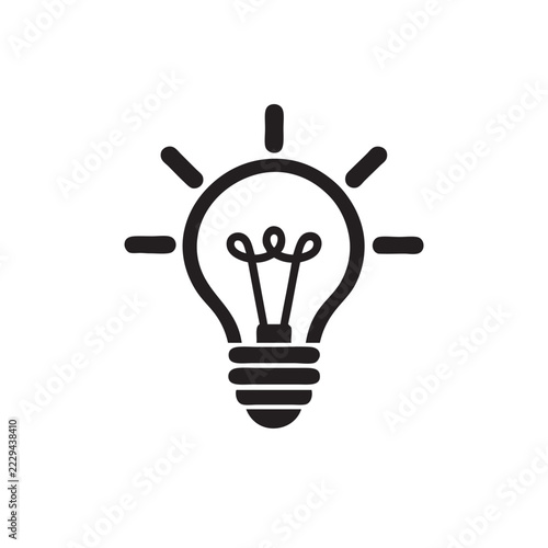 Minimalist Light Bulb Icon with Loop Filament