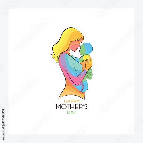 Minimalist Mother’s Day Social Media Graphic with Cute Illustration.