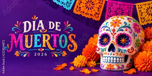 Dia de los Muertos 2026 with Colorful Sugar Skull