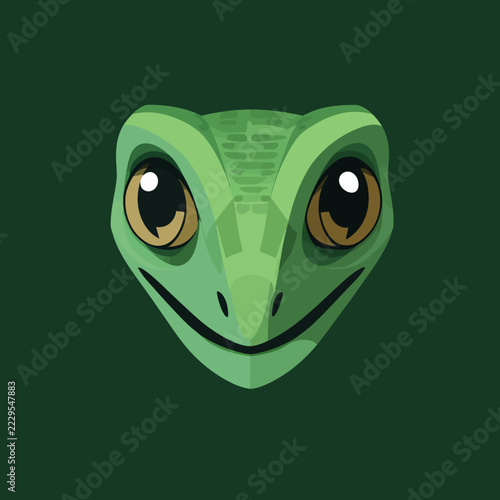 Green lizard face cartoon style illustration