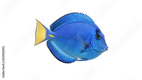 Obraz na plátně Vibrant blue tang fish or tropical surgeonfish aquatic ocean wildlife swimming isolated on transparent background