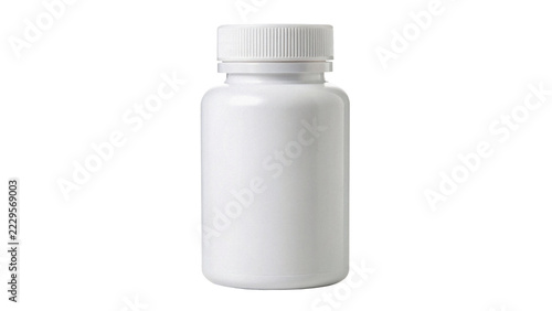 Blank white plastic medicine bottle isolated on a dark background