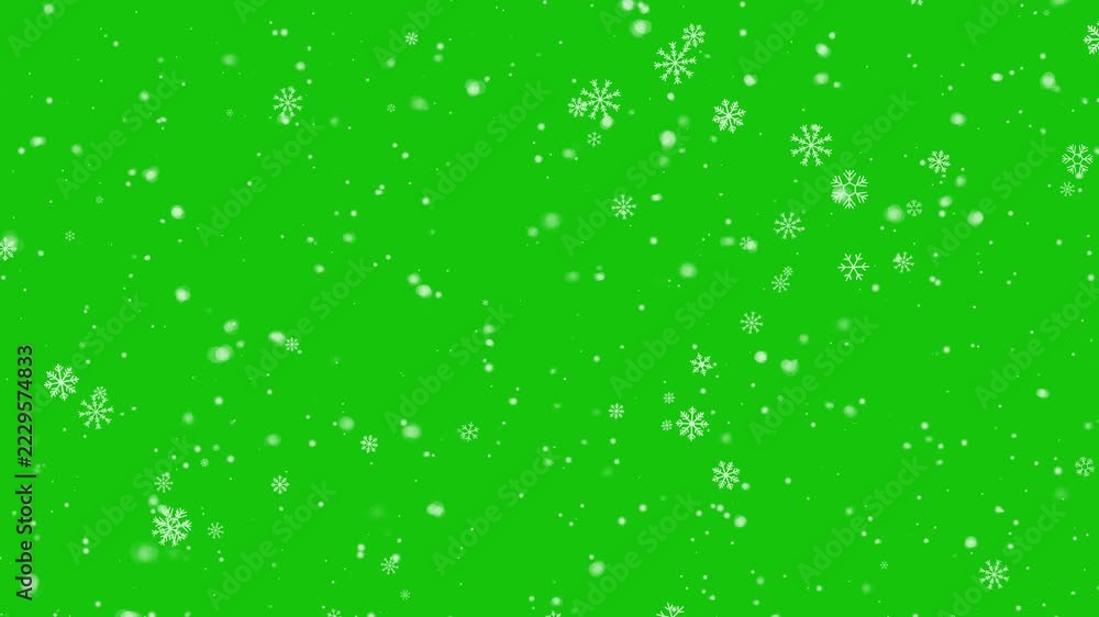 Snow Falling 4k Animation Snowflake falling on green screen 4k video. Isolated falling snow new ...