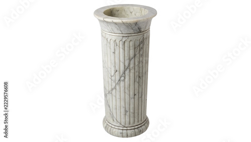 Photography Ancient classic white marble column pillar architectural design element isolated on transparent background