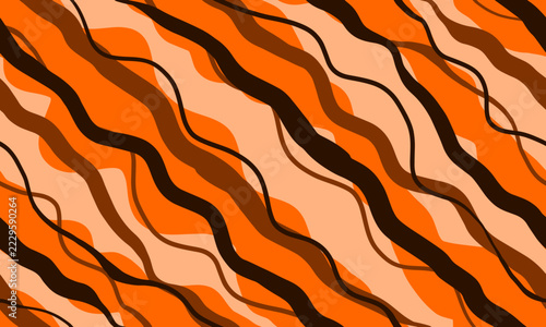 Abstract Orange and Brown Wavy Seamless Pattern