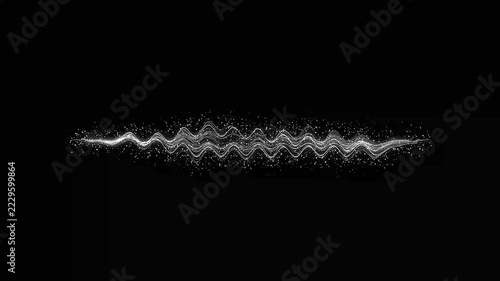 Glowing white sparkling light trails form a rippling horizontal energy particle wave on a black background, ideal for chroma key overlays, cinematic transitions, fantasy effects, and digital animation