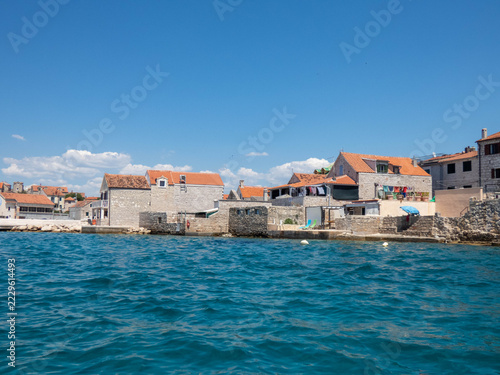 Island Prvic in Croatia, Dalmatia near Sibenik and Vodice with its old architecture and waterfront.