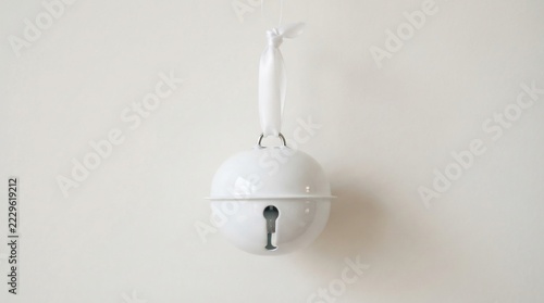 Minimalist White Christmas Jingle Bell Ornament.
