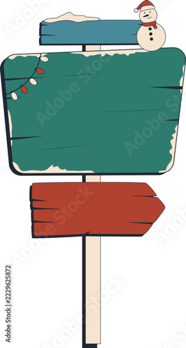 Winter Christmas Wooden Sign for Holiday Decor. Isolated Vector.