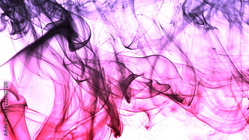 Abstract Neon Pink and Purple Smoke Waves Background on White Backdrop