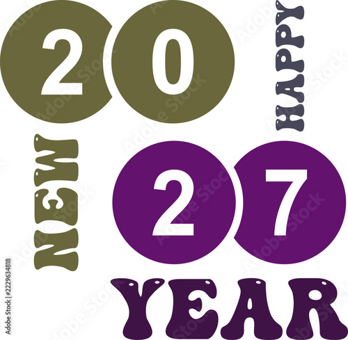 Happy New Year 2027 Typography Text Design For Holiday Celebration Graphic Card Banner