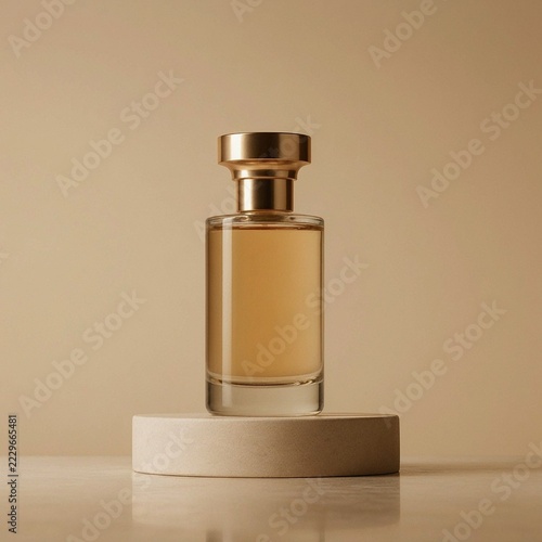 Elegant Glass Perfume Bottle On Podium Display