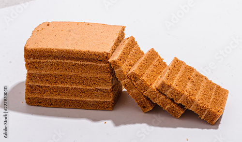 apple pastila or airy sponge cake pastry on a white background