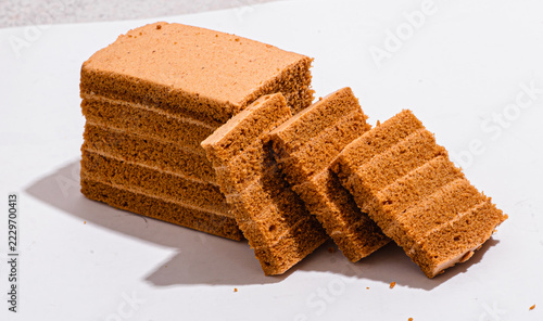 apple pastila or airy sponge cake pastry on a white background