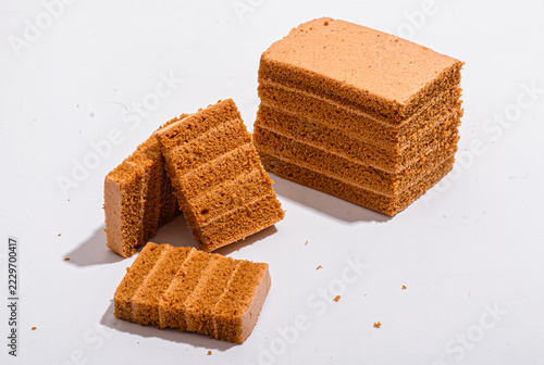 apple pastila or airy sponge cake pastry on a white background