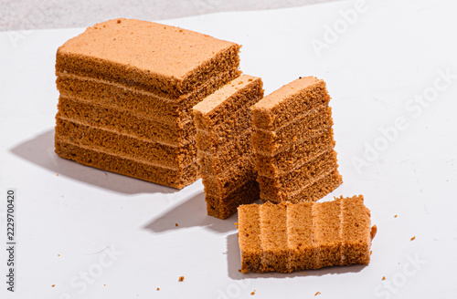apple pastila or airy sponge cake pastry on a white background