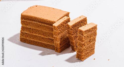 apple pastila or airy sponge cake pastry on a white background