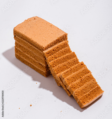 apple pastila or airy sponge cake pastry on a white background