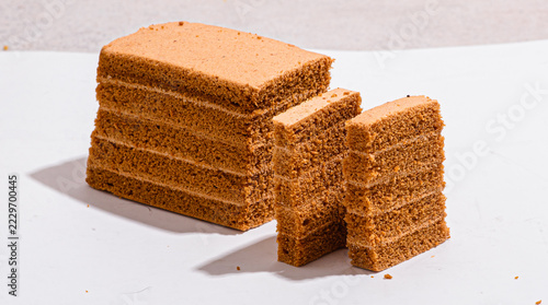 apple pastila or airy sponge cake pastry on a white background