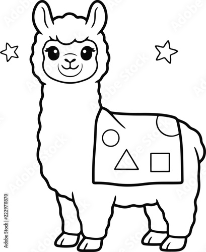 Cute Llama Animal Coloring Page for Kids