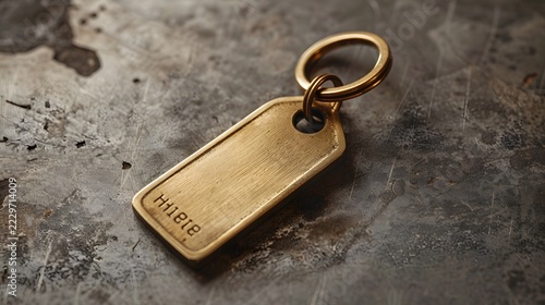Heavy Polished Solid Brass Hotel Room Key Fob Macro View