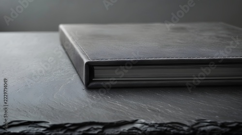 Premium Charcoal Grey Leather Hotel Stationery Writing Folio