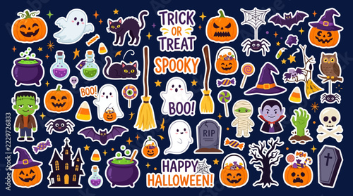 Accessing halloween promp… concept illustration with colorful elements for creative decoration and seasonal celebration isolated background